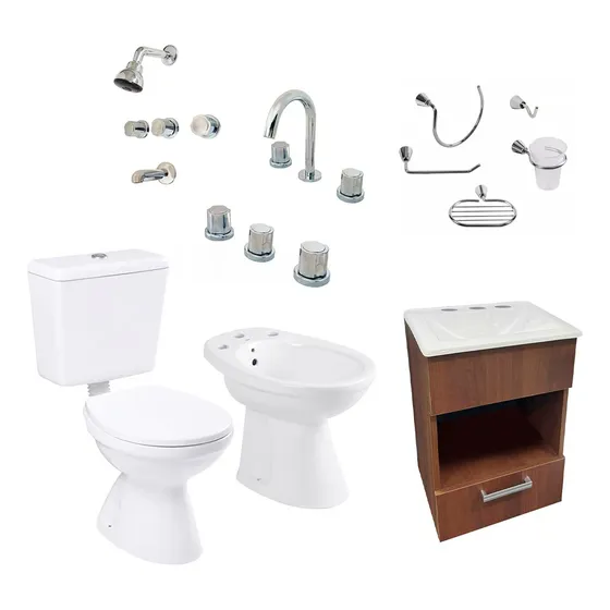 Juego Baño Completo Vanitory Grifería Sanitarios Accesorios