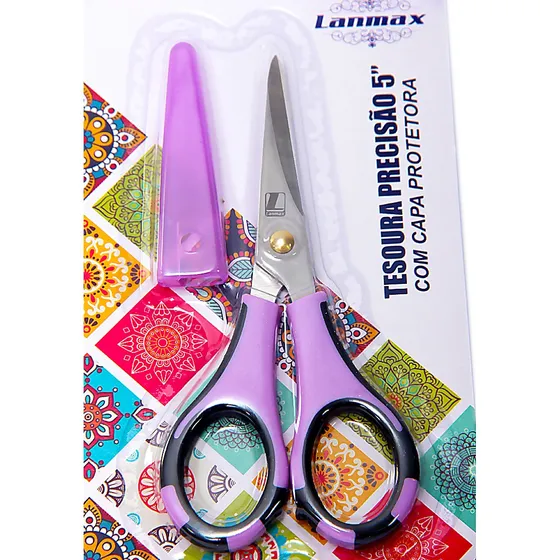 Tesoura De Precisão 5  Com Capa Protetora - 12,7cm - Lanmax