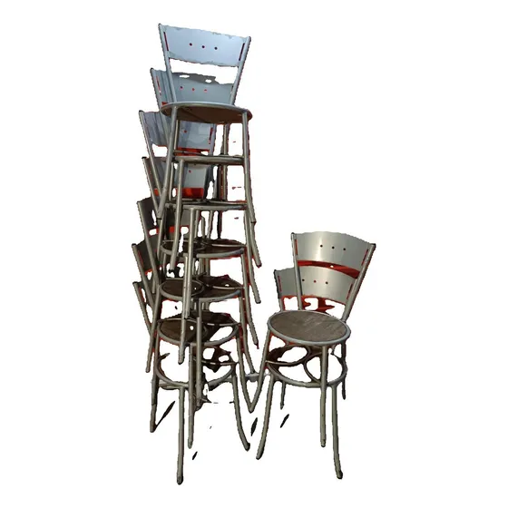 Silla Apilable De Madera Y Acero