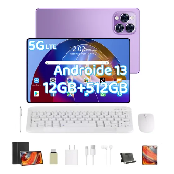 Tablet Pro12 12gb512gb Ram Android 13 Sim Tablet Con Teclado