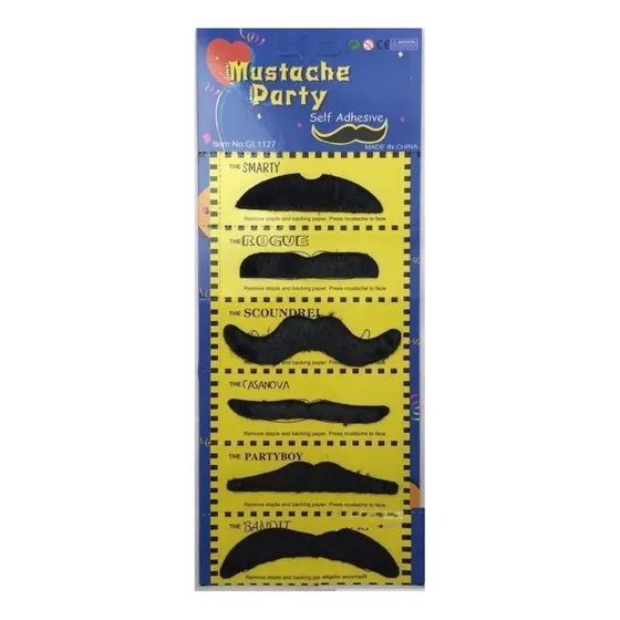 Set Bigotes Falsos Caballero Con Adhesivo 6 Unidades