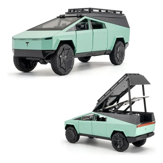 Tesla Cybertruck Miniatura Metal Coche Con Luz Y Sonido 1/24