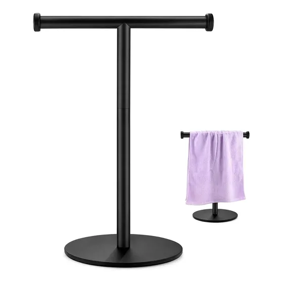 Soporte Para Toallas De Mano En Forma De T, Toallero Negro