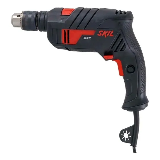 Taladro percutor atornillador eléctrico de 10mm Skil 6555 570W + 0 baterías de 0mAh + accesorio con caja de cartón 110V