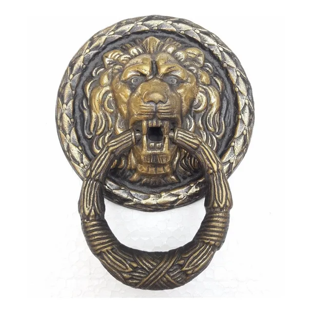 Aldaba De Bronce León Redondo  Ideal Para Puertas Y Muebles