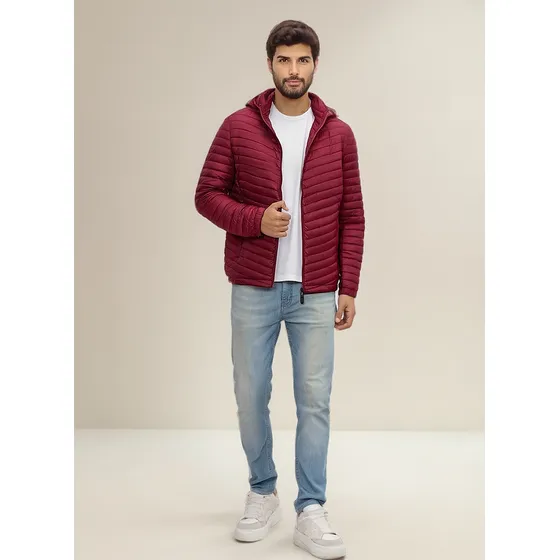 Casaca Impermeable Hombre Capucha Desmontable Color Guinda