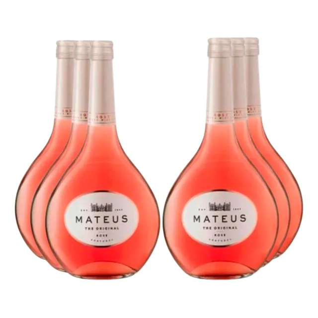 kit com 6 Vinho Português Rosé Meio Seco Mateus Garrafa 750ml