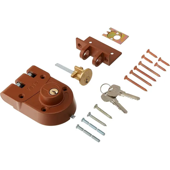 Cerradura Yale England Acero Doble Tambor Puertas De Madera Ocre