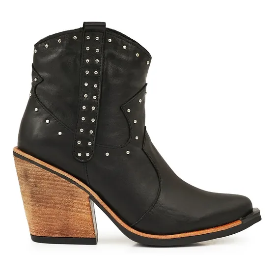 Bota Texana Cuero Mujer Botineta Taco Zapato Cierre Briganti
