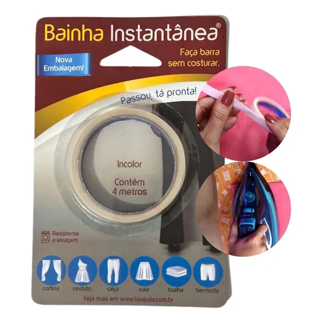 Fita De Fazer Barra De Calça Sem Costura E Agulha Bainha 4m