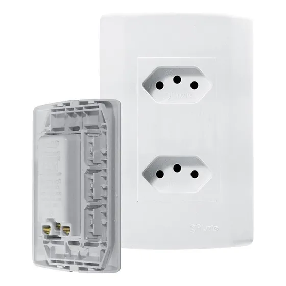 Tomadas Dupla 20a Monobloco Modular Fácil Ligação Pluzie 4x2 Cor Branco