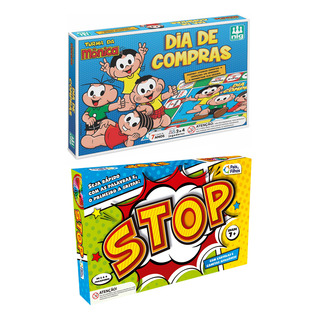 Kit Jogos De Tabuleiro Dia De Compras Turma Da Monica + Stop Kit Jogos De Tabuleiro Dia De Compras Turma Da Monica + Stop