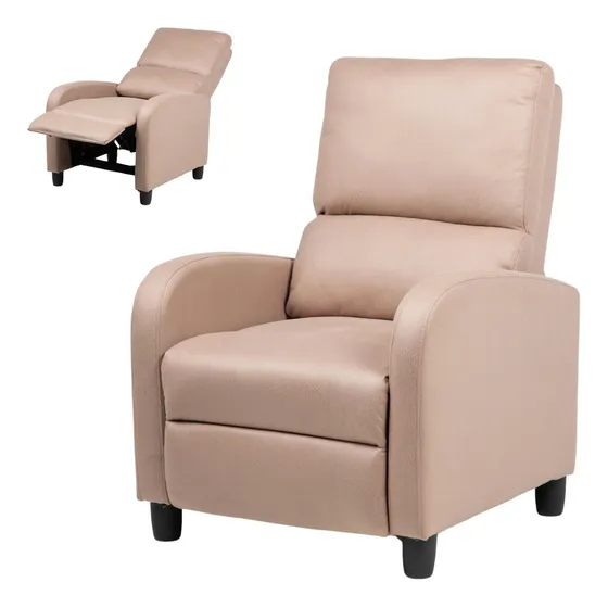Sofá Reposet Reclinable Individual Tapizado de Tela Sillón Acolchado Color Beige Kingshouse