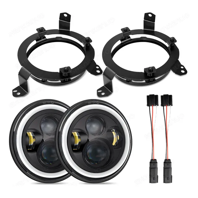 1 Par- Kit De Delanteros Focos Led Halo De 7'' Pulgadas