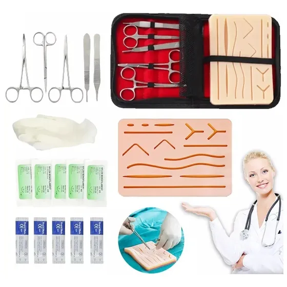 Kit De Practica Sutura Piel Estudiantes  Médico Operación