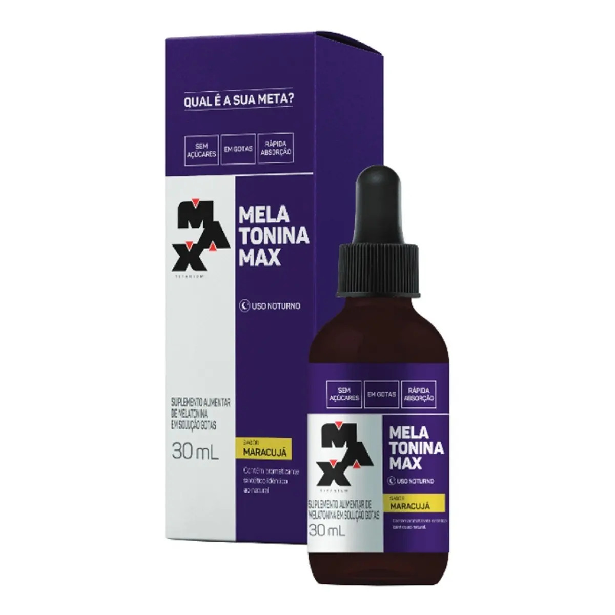 Melatonina 30ml Max Titanium 21mcg em Gotas Sabor Maracujá