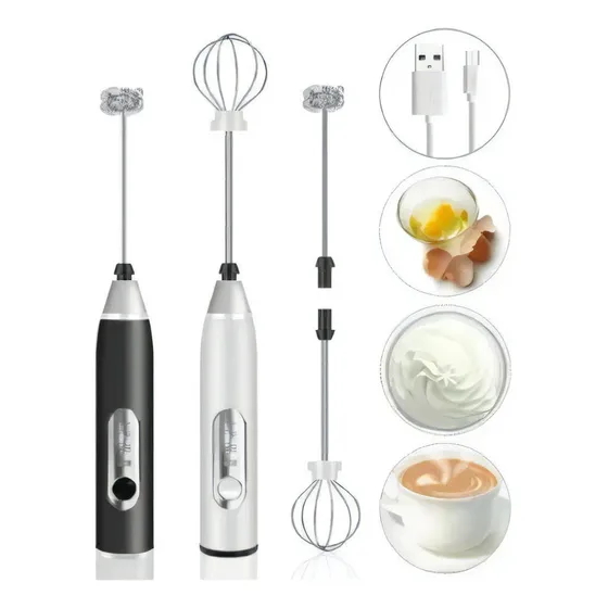 Misturador Mixer Bebidas/ovos Portátil Elétrico Bateria Mini Cor Preto