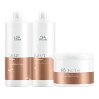 Kit Fusion Shampoo, Condicionador 1l E Mascara 500ml - Wella Kit Fusion Shampoo, Condicionador 1l E Mascara 500ml - Wella