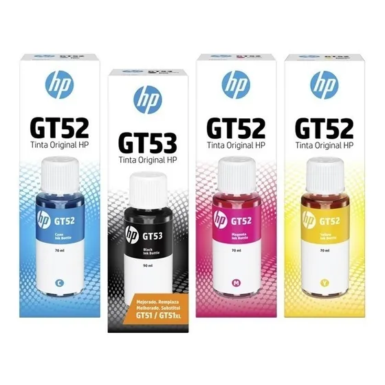 Tinta Hp Gt53 Negro+ Cian+ Magenta+ Amarilla Originales