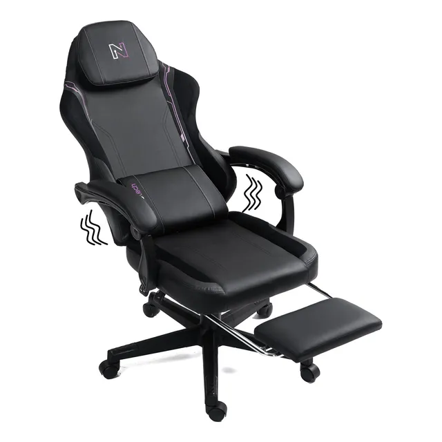 Silla Gamer Plus Ergonomica Masajeador Reposapies Nenotech Color Morado Material del tapizado Cuero sintético