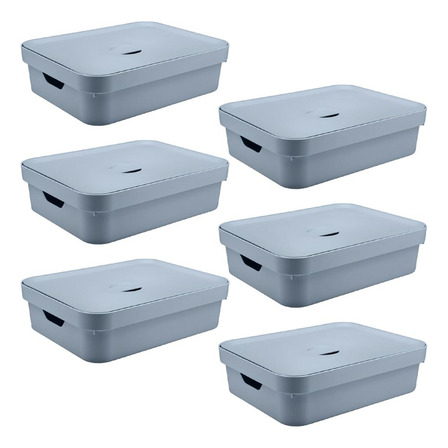 Caixa Organizadora Ou Plastico 16l Cube Azul 06 Unidades Caixa Organizadora Ou Plastico 16l Cube Azul 06 Unidades