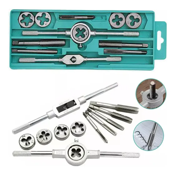 12 Unidades mango De Llave De Roscar Y Troquel Juego De Roscas Y Matrices Juegos De Machos Y Terrajas M6 M7 M8 M10 M12 Rosca Herramienta Roscado Para Reparación De Automóviles
