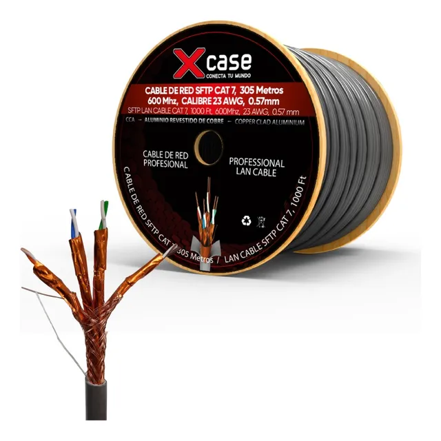 305 M Cable Sftp Cat. 7 Doble Blindaje Velocidad 600mhz