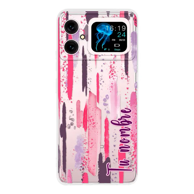 Funda Para Cubot Mujer Manchas Pintura Rosa Con Tu Nombre