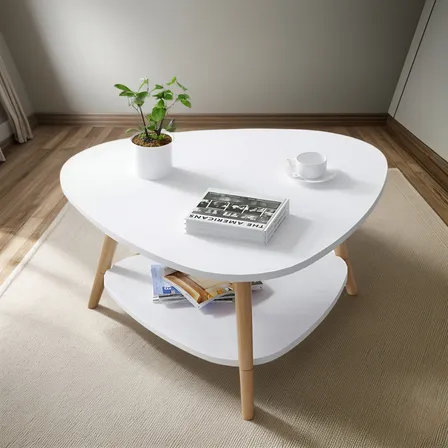 Mesa De Centro Vintage Triangular 60x60x42cm Madera Blanco
