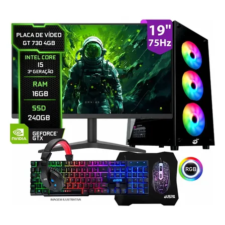 Pc Gamer Cpu Completo I5 16gb, Ssd 240gb, Placa Vídeo 4gb 240 Gb 16 Gb Nvidia Geforce Gt 730