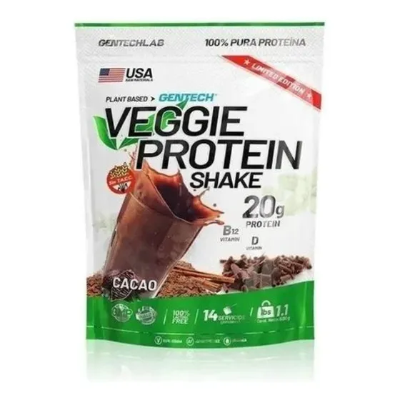 Proteina Gentech Vegana Veggie 500grs 1.1lbs Cacao