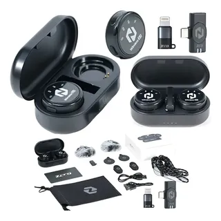 Microfone Sem Fio Magnética Duplo Zcco S3 Type-c E Lightning Cor Preto