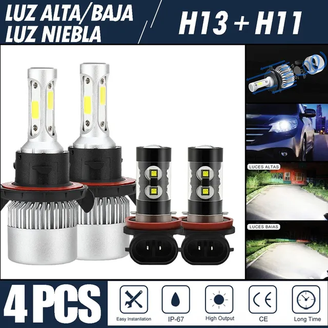 Gcd Compatible Kit De Focos Led 8000lm Luz Alta/baja/niebla