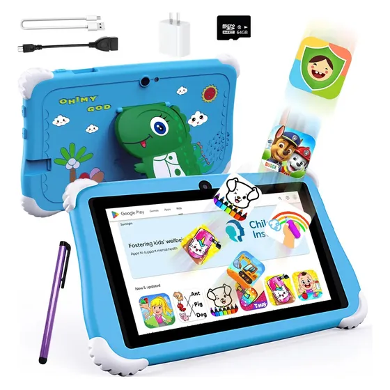 Tableta Infantil 7inch Con Lápiz Táctil 6+128gb Android 13 Azul