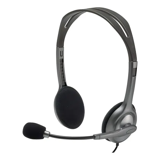 Auriculares Logitech Com Microfono Oficina H111 981-000612 Ajustable Gris