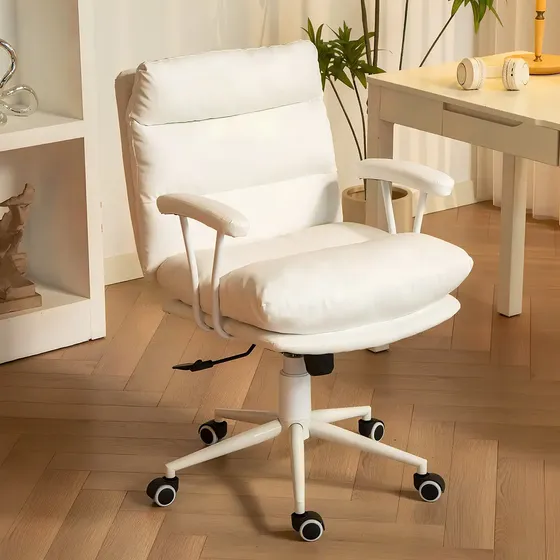 Silla De Escritorio Emilia Pro Ergonomica Cuero PU Blanco Marca VIDITA