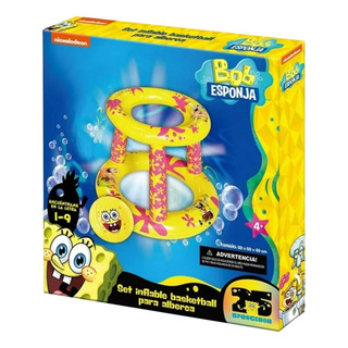 Kit Niños Bob Esponja Flotadores + Inflable Basketball Pelot Kit Niños Bob Esponja Flotadores + Inflable Basketball Pelot