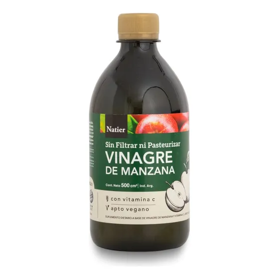 Natier Vinagre De Manzana 500 Ml Con Vitamina C Apto Vegano