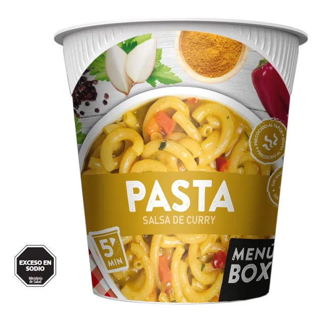 Pasta Instantánea Menú Box Salsa Curry Vaso 64gr