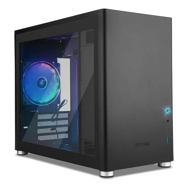 Gabinete Yeyian Hussar con Ventana, Mini Tower, Micro-ATX/Mini-ITX, USB 3.2, sin Fuente, 1 Ventilador Instalado, Negro, YCM-ATXAW-01