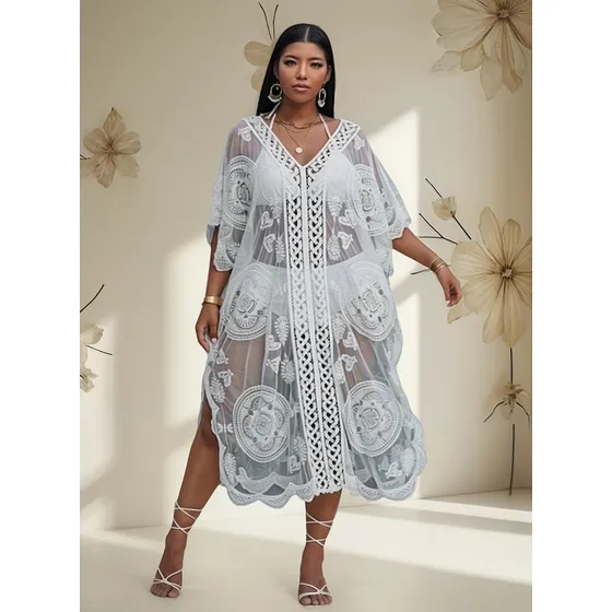 Tunica Playero Moda Total Micro Tull Bordado