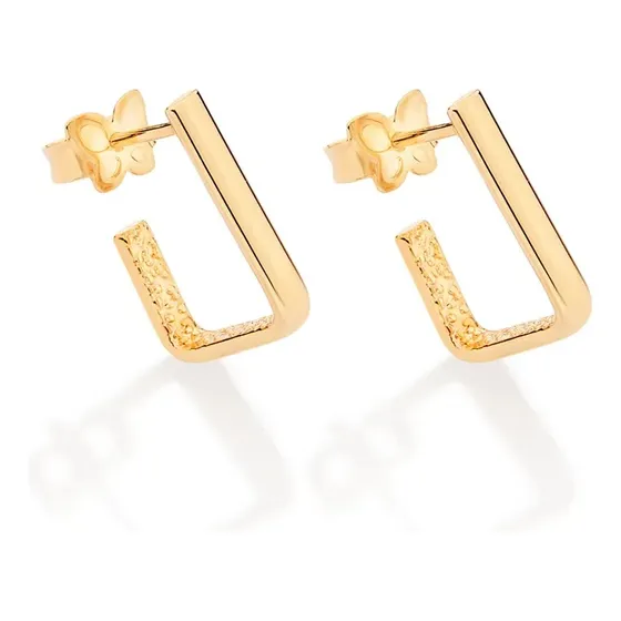 Brinco Retangular Folheado A Ouro Rommanel 527232