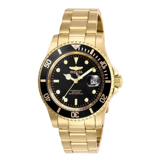 Reloj Invicta 26975 Pro Diver Cuarzo Hombre Correa Oro Bisel Negro/Oro Fondo Negro