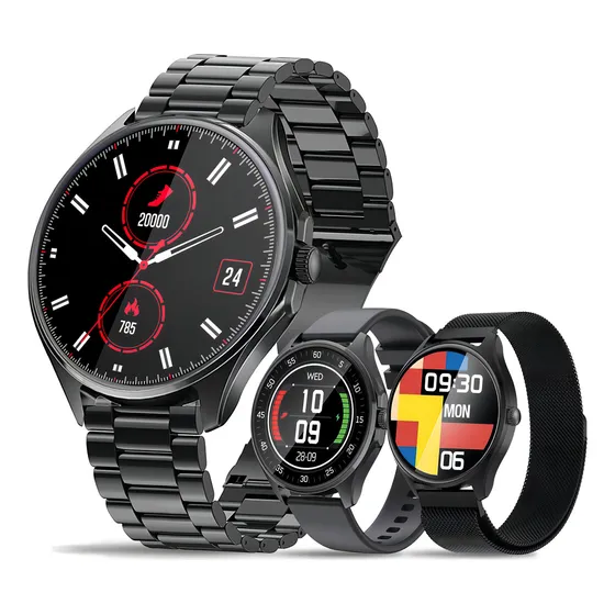 Reloj Inteligente Vorago SW-505 Smartwatch con Llamadas Bluetooth, Chat Gpt, SpO2, Presión Arterial, Carga Inalámbrica, IP67, Pantalla AMOLED 1.43'' - 7 Días Batería, Vorago Fit, Notificaciones