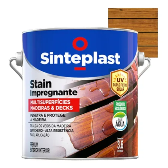 Stain Acetinado Verniz Base Agua 3.6lt Duplo Filtro Solar