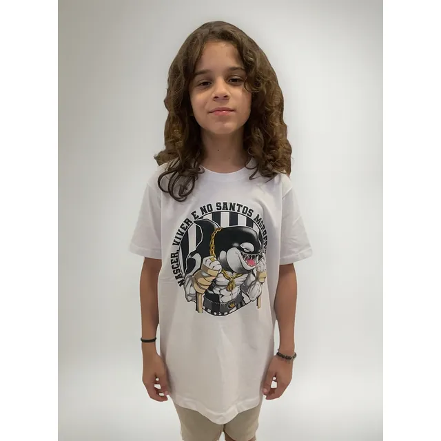 Camisa Santos Branco Juvenil Nascer Viver E No Santos Morrer