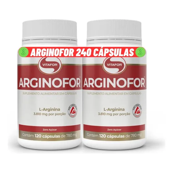 Arginofor L-arginina 240 Cápsulas 100% Pura E Isolada 