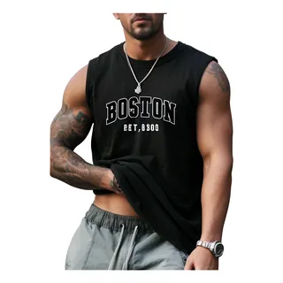 Camiseta Regata Oversized Masculina Boston Treino Estilosa Camiseta Regata Oversized Masculina Boston Treino Estilosa
