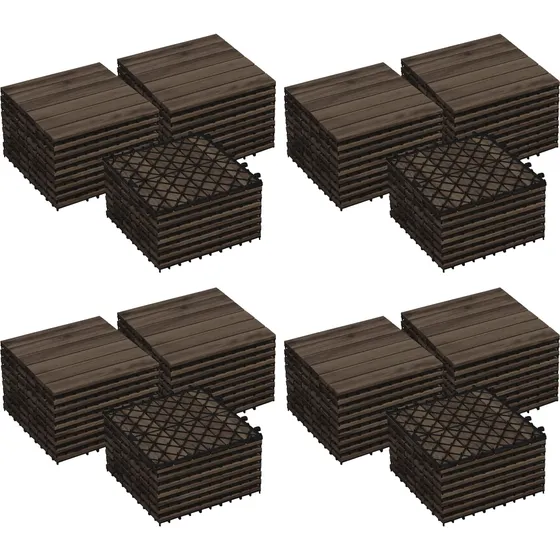 Azulejos De Madera De Acacia Impermeables 30 X 30 Cm Patio