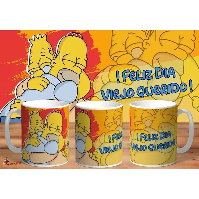 Taza Feliz Dia Viejo Querido Simpsons 4k Art